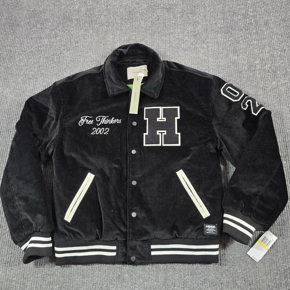 Hudson's Bay Company Jackets & Blazers - Hudson Varsity Jacket Men Medium Black Corduroy College Free Thinkers HM-170 NEW